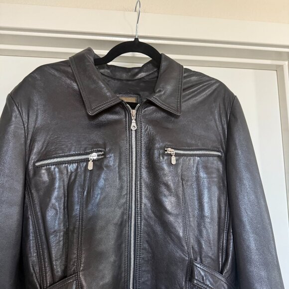 Vintage 90s Genuine Leather Boxy Jacket Laurence Roy sz Large Classic - Picture 6 of 15